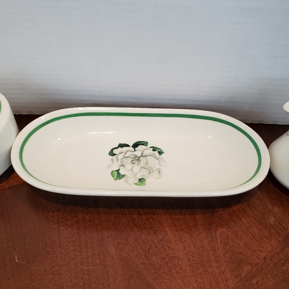 Vintage 1950s Whitfield (White Body) by Syracuse Creamer, Sugar & Butter Set - Picture 4 of 14